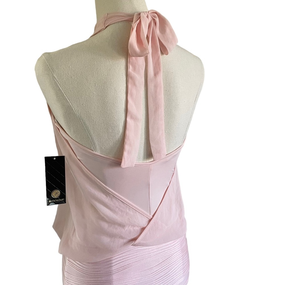 BNWT BLOCKOUT pale pink halter neck mini dress - Picture 8 of 14